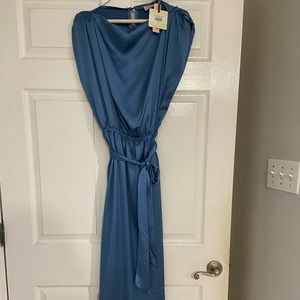 Beautiful blue satin dress. Never worn.